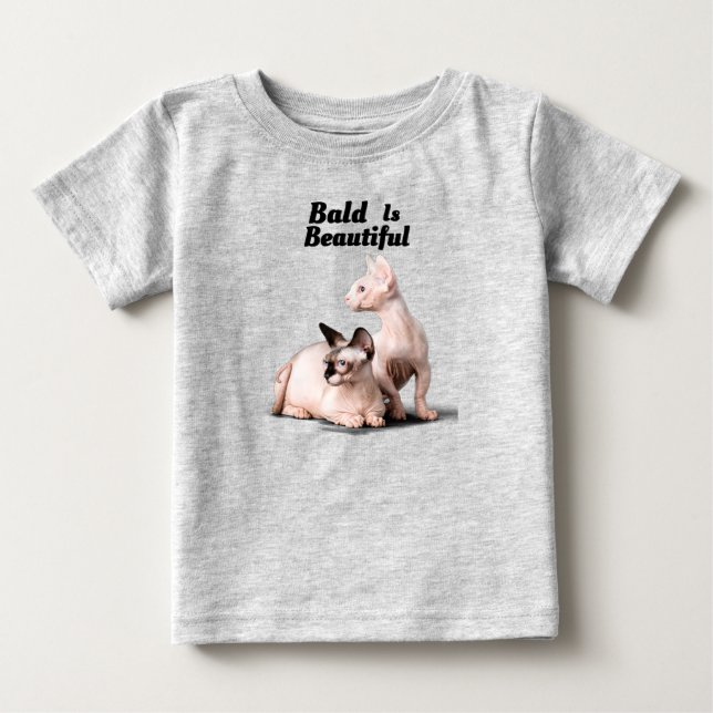 Sphinx Cat- Calvo Es Hermoso- Camiseta Para Bebés (Anverso)