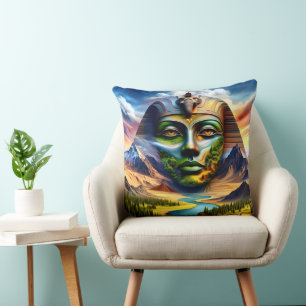 Sphinx Face en un Cojín decorativo paisajístico