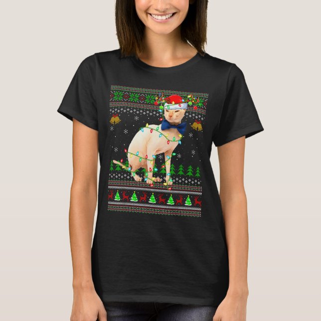 Sphynx Cat Ugly Christmas Sweaters Holiday Santa C (Anverso)