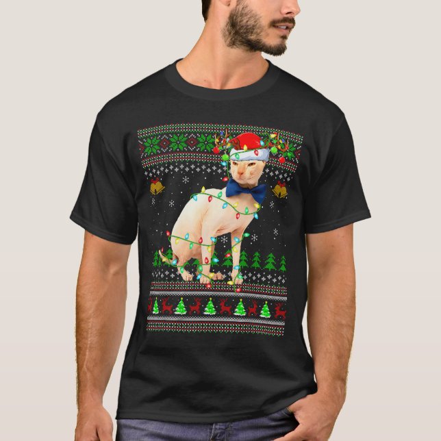 Sphynx Cat Ugly Christmas Sweaters Holiday Santa C (Anverso)