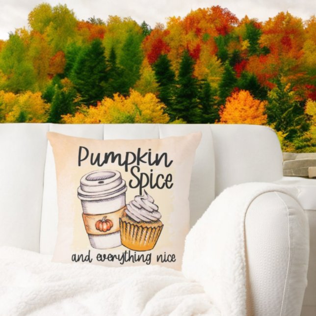 Spice de calabaza y todo lo bueno Cojín decorativo (Cozy Autumn Day)