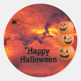 Spider Pumpkins Halloween Classic Round Pegatina