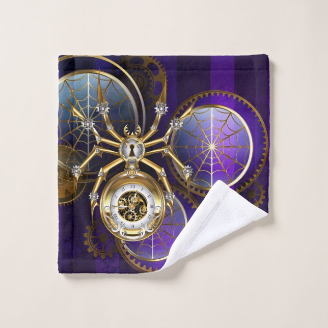 Spider Steampunk sobre fondo morado (Toallita)