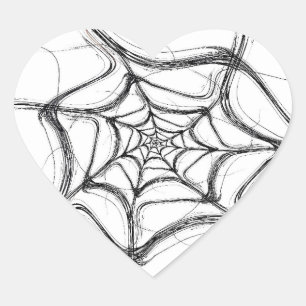 Spider Web Fractal Background Heart Pegatina