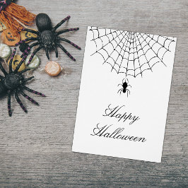 Spider Web Halloween Black White Holiday Card