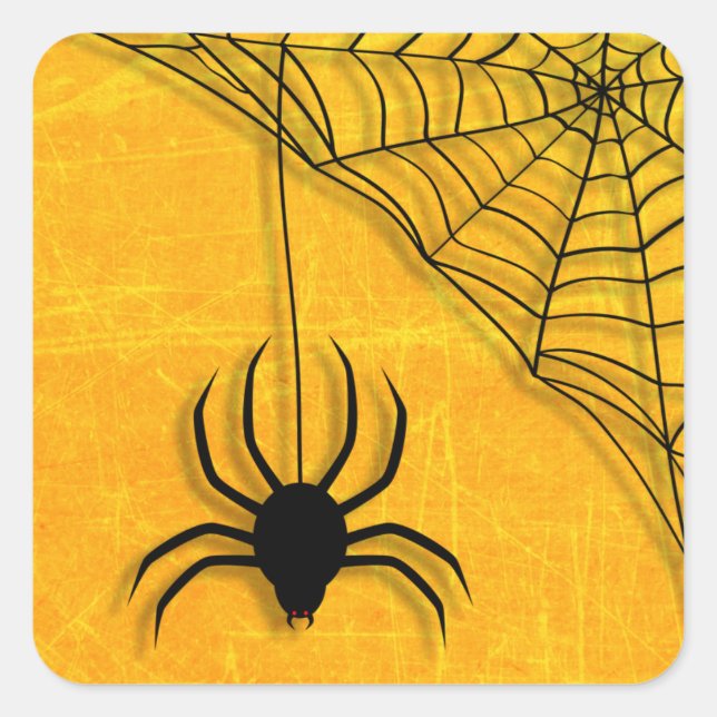 Spider Web Halloween Pegatinas negros y Naranjas (Anverso)
