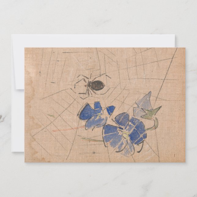 Spider y Web con flores azules | Joseph Crawhall (Anverso)