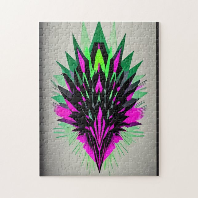 Spiky Abstract Bird Puzzle - Purple & Black, 252 P (Vertical)
