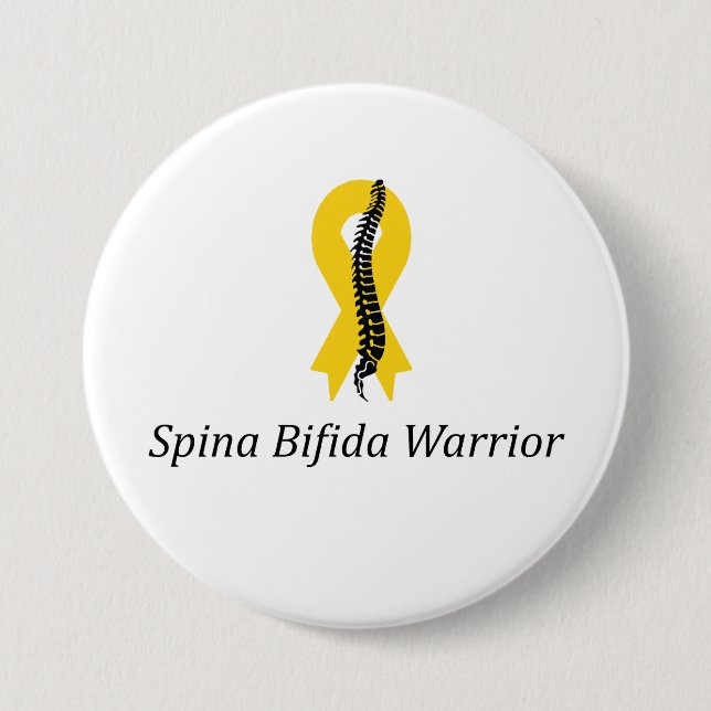 Spina Bifida Warrida Botón Pin Con Cinta Amarilla (Anverso)