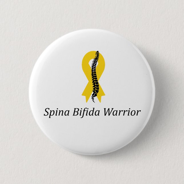 Spina Bifida Warrida Botón Pin Con Cinta Amarilla (Anverso)