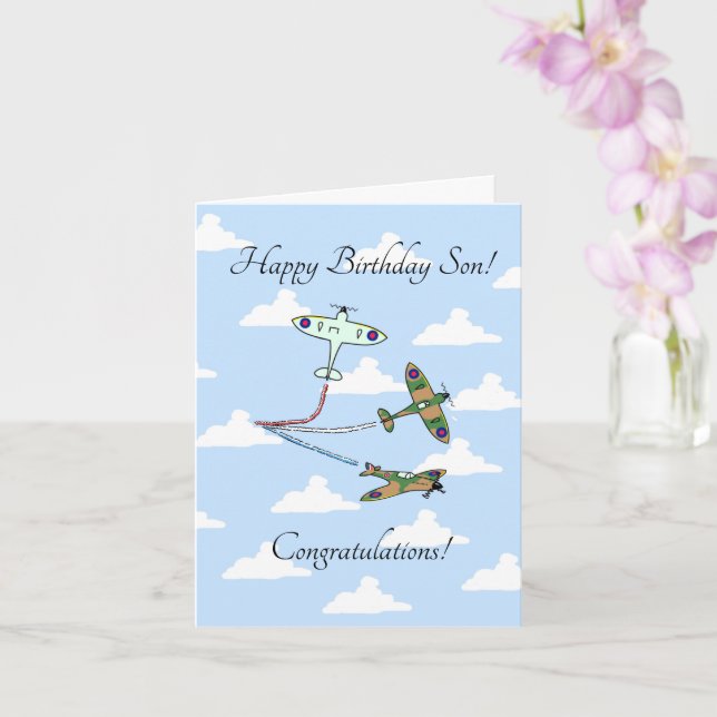 Spitfire - Hijo personalizable - Tarjeta de cumple (Orquídea)
