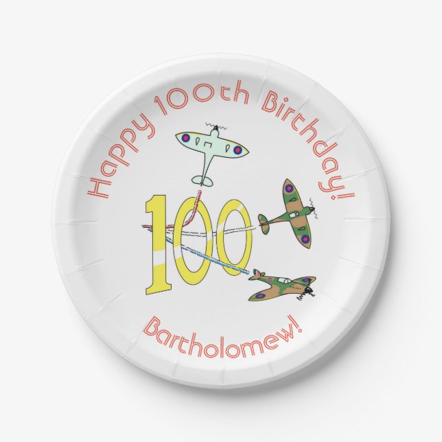 Spitfires 100º plato de papel (Anverso)