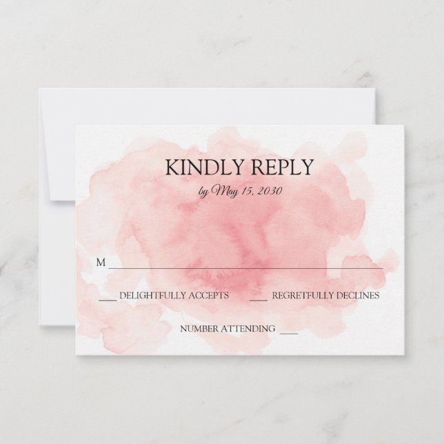 Splash de tarjeta RSVP de boda rosa (Anverso)