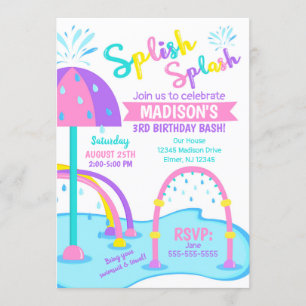 Splash Pad Invitación al cumpleaños/Parque acuátic