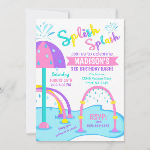 Splash Pad Invitación de cumpleaños / Parque acuát
