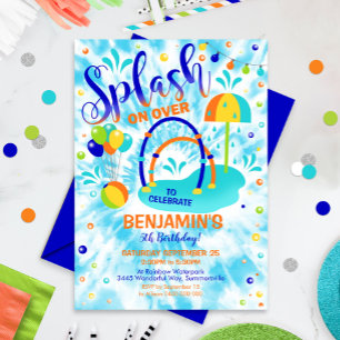 Splash Pad Party Invitación Waterpark Blue