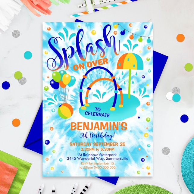 Splash Pad Party Invitación Waterpark Blue (Subido por el creador)