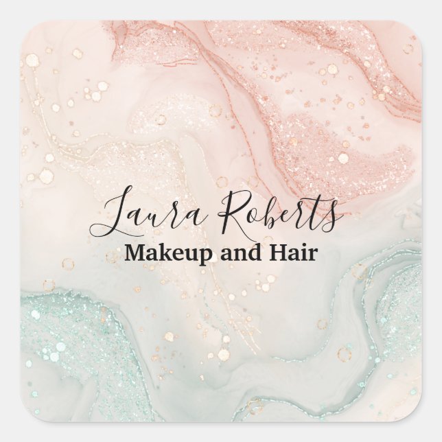 Splash Purpurina Líquido Pegatina de la Plaza de l (Anverso)