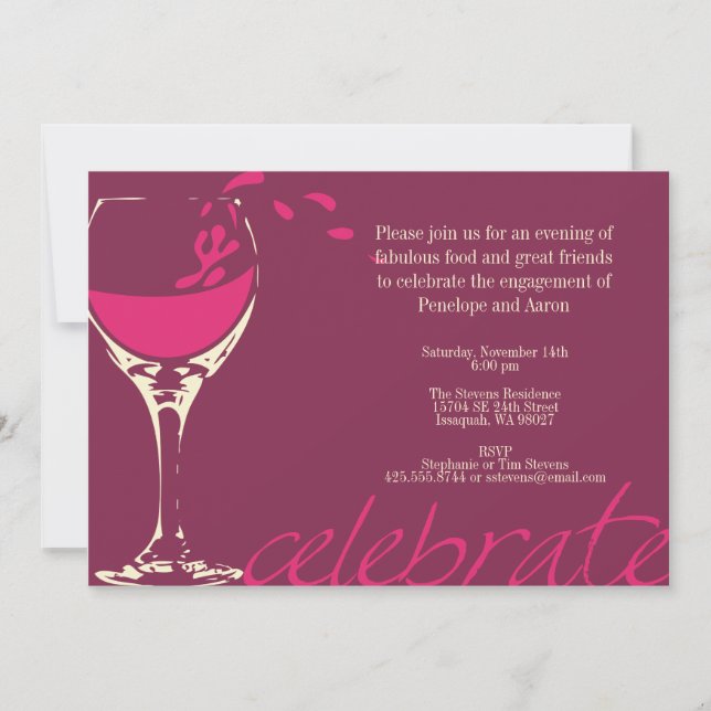 Splashing invitación a la fiesta Merlot (Anverso)