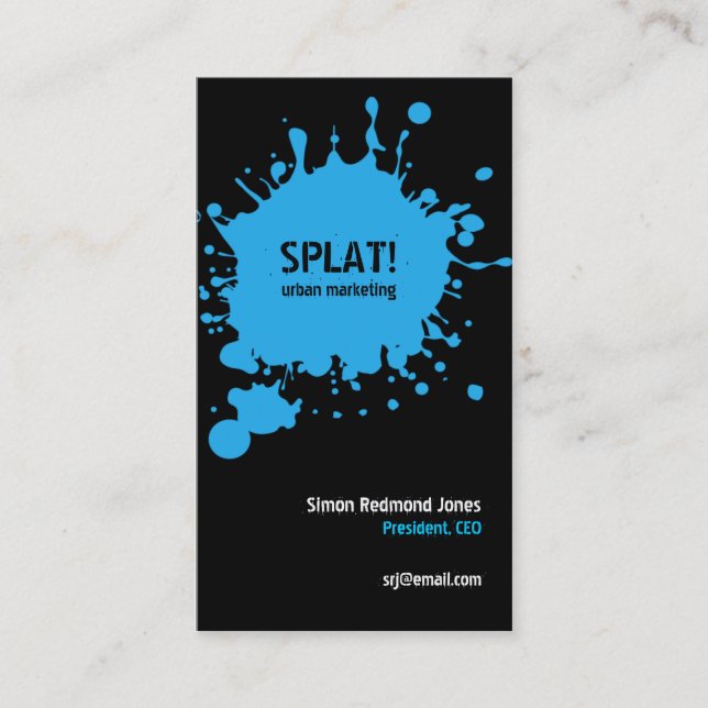¡Splat! Tarjeta de visita azul (Anverso)