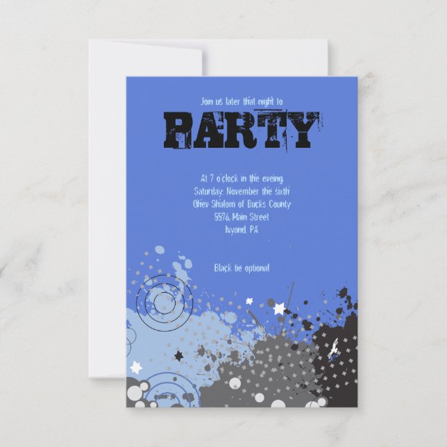SPLATTERED Bar Bat Mitzvah Invitación (Anverso)