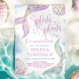Splish Splash Mermaid 6ª Invitación de cumpleaños