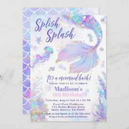 Splish Splash Mermaid Bash Invitación al cumpleaño