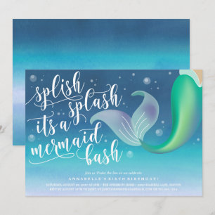 Splish Splash Mermaid Bash Invitación al cumpleaño