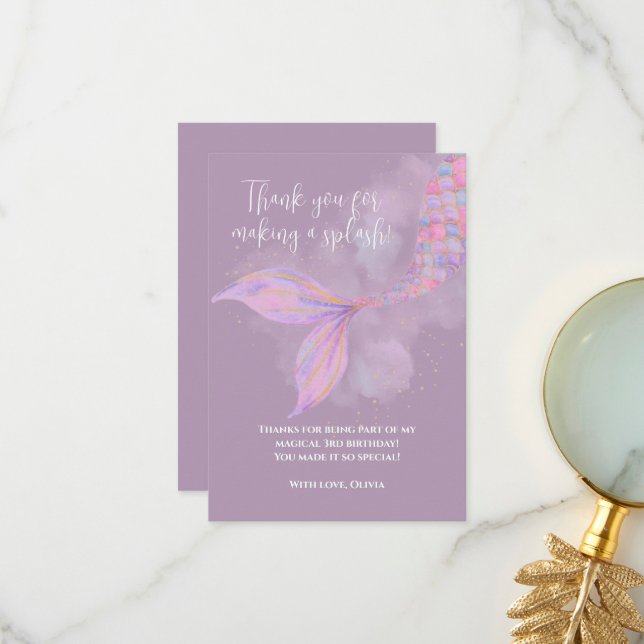 Splish Splash Mermaid Gracias Tarjeta (Anverso/Reverso In Situ)