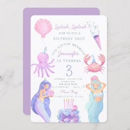 Splish Splash Sirmaid Cumpleaños Bash Invitación