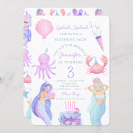Splish Splash Sirmaid Cumpleaños Bash Invitación