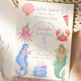 Splish Splash Sirmaid Cumpleaños Bash Invitación
