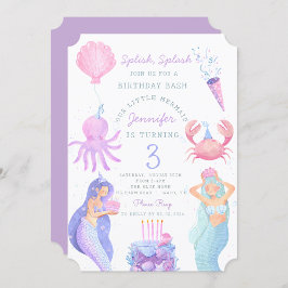 Splish Splash Sirmaid Cumpleaños Bash Invitación