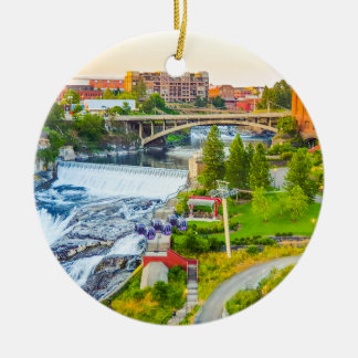 Spokane cae en Washington Ornamento de árbol de Na