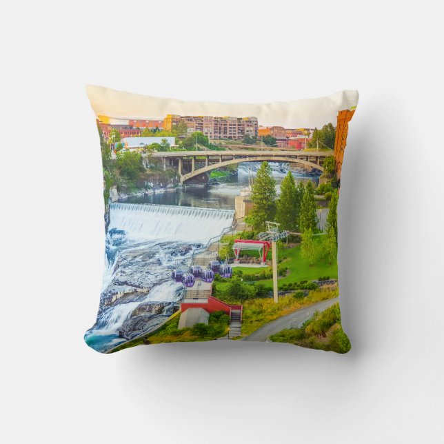 Spokane Falls Washington Cojín decorativo (Anverso)