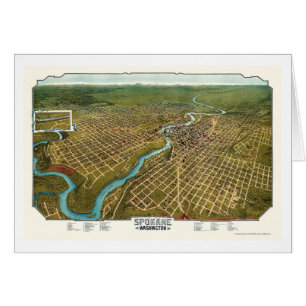 Spokane, mapa panorámico de WA - 1905