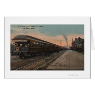 Spokane, WA - Vista del tren y depósito de N. Pací
