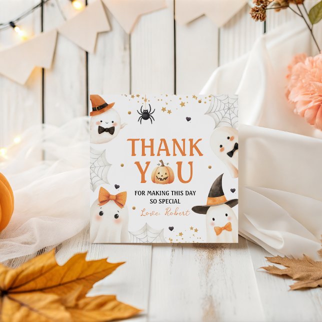 Spookkin Pumpkin Birthday Gracias Etiqueta (Subido por el creador)