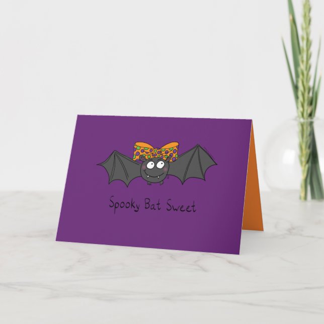 Spooky Bat Sweet - Tarjeta de saludo de Halloween (Anverso)