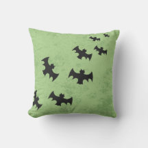 Spooky Bats Green Halloween Cojín decorativo