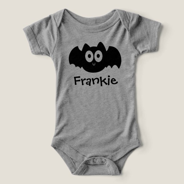 Spooky Black Bat Halloween Nombre personalizado (Diseño delantero )