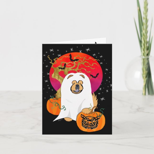SPOOKY BOO-DOG - Tarjetas de arte de Chow (Anverso)