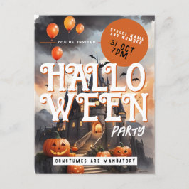 Spooky Castle Clouds Halloween Party Invitación
