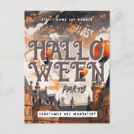 Spooky Castle Clouds Halloween Party Invitación