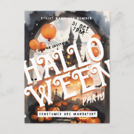 Spooky Castle Clouds Halloween Party Invitación