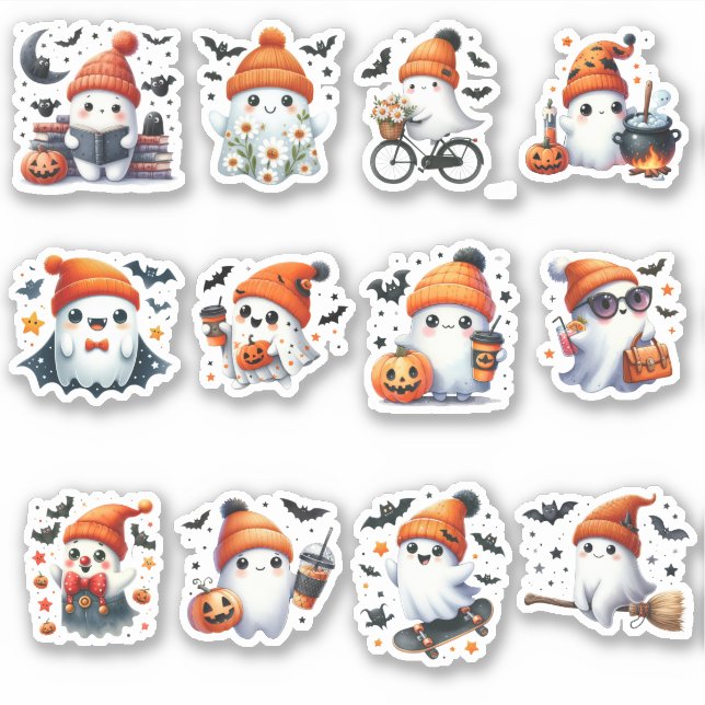 Spooky Cute Ghost Pegatina Collection (Anverso)