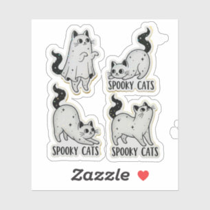 Spooky Ghost Cat Pegatina Pack - Cute Holographic 