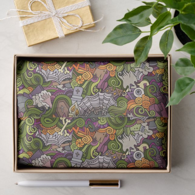 Spooky Halloween 10lb Papel de tejidos, blanco (Regalo )