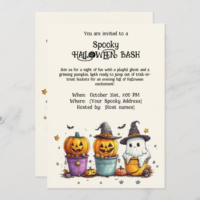 Spooky HALLOWEEN BASH Invitación (Anverso / Reverso)