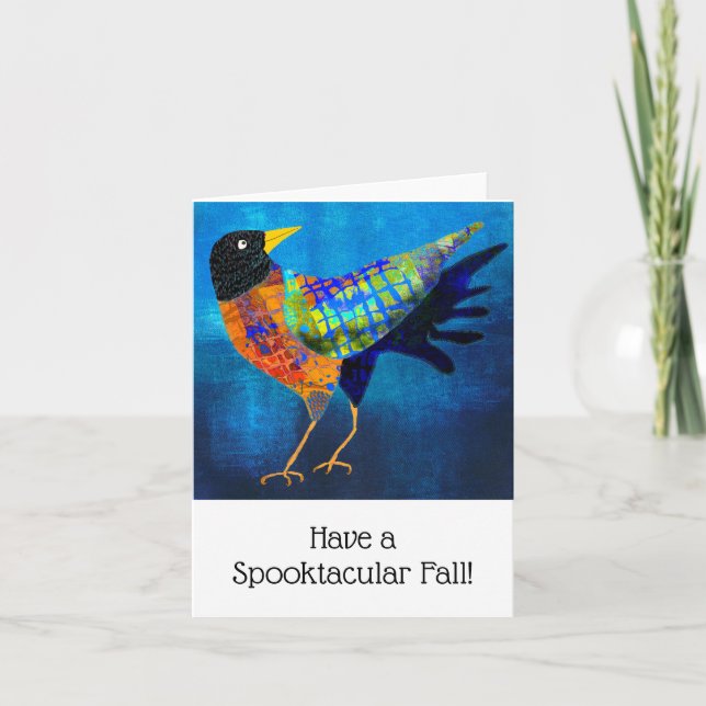 Spooky Halloween Cute Crow BLANK Tarjeta de saludo (Anverso)
